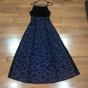 Purple and Black long cocktail dress